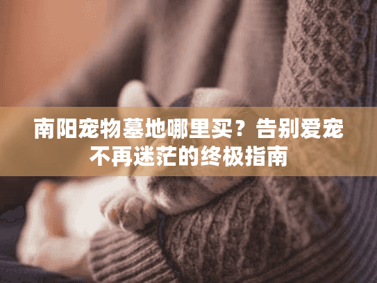 南阳宠物墓地哪里买？告别爱宠不再迷茫的终极指南
