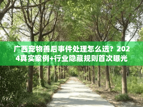 广西宠物善后事件处理怎么选？2024真实案例+行业隐藏规则首次曝光