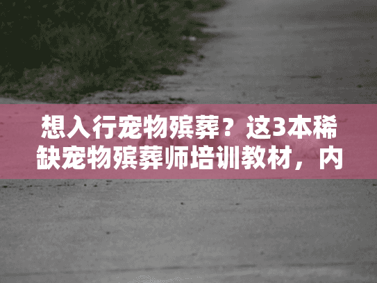 想入行宠物殡葬？这3本稀缺宠物殡葬师培训教材，内行人都偷偷用！